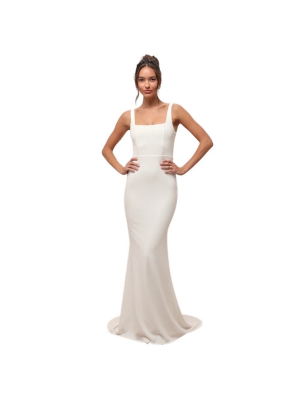 Lulu's Cream Square-Neck Fitted Mermaid Wedding Gown